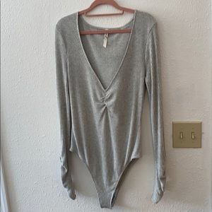 Free people deep V neck bodysuit